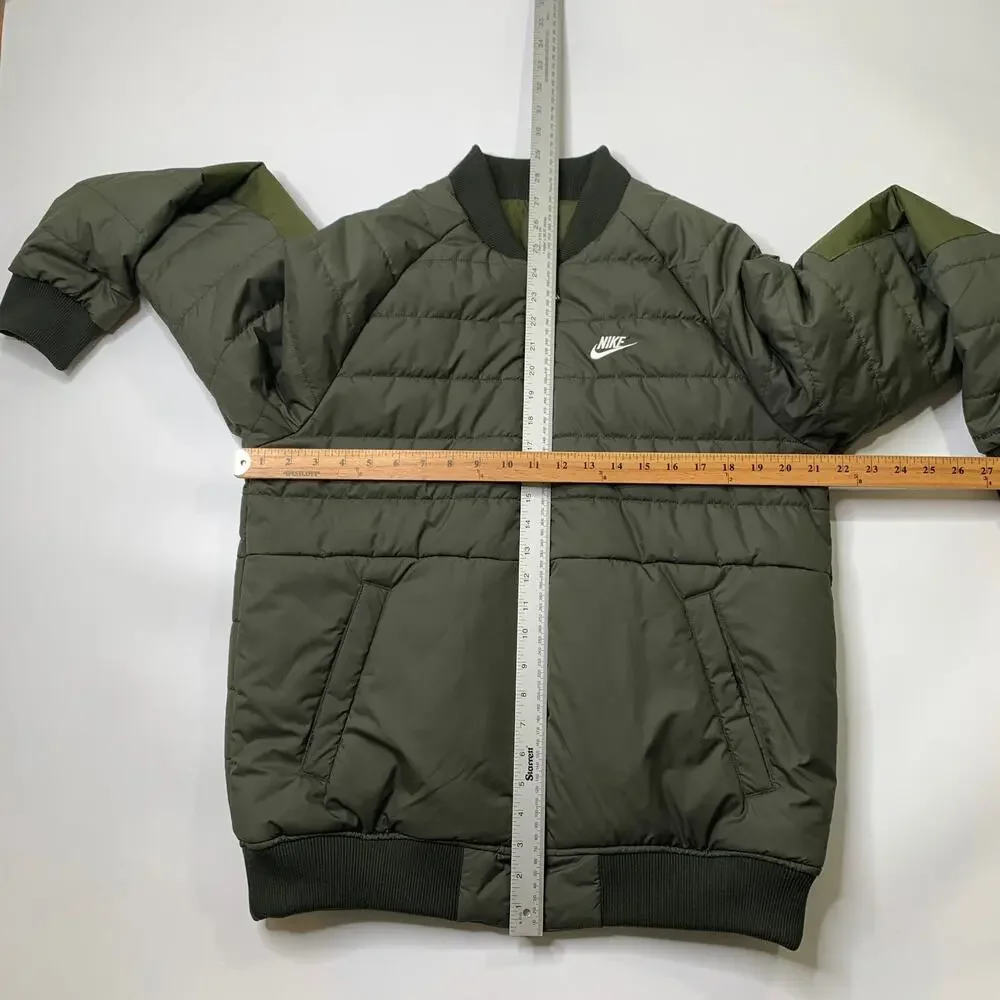 Nike Jacket Mens M Medium Army Green Sportswear Therma Legacy Reversible Bomber